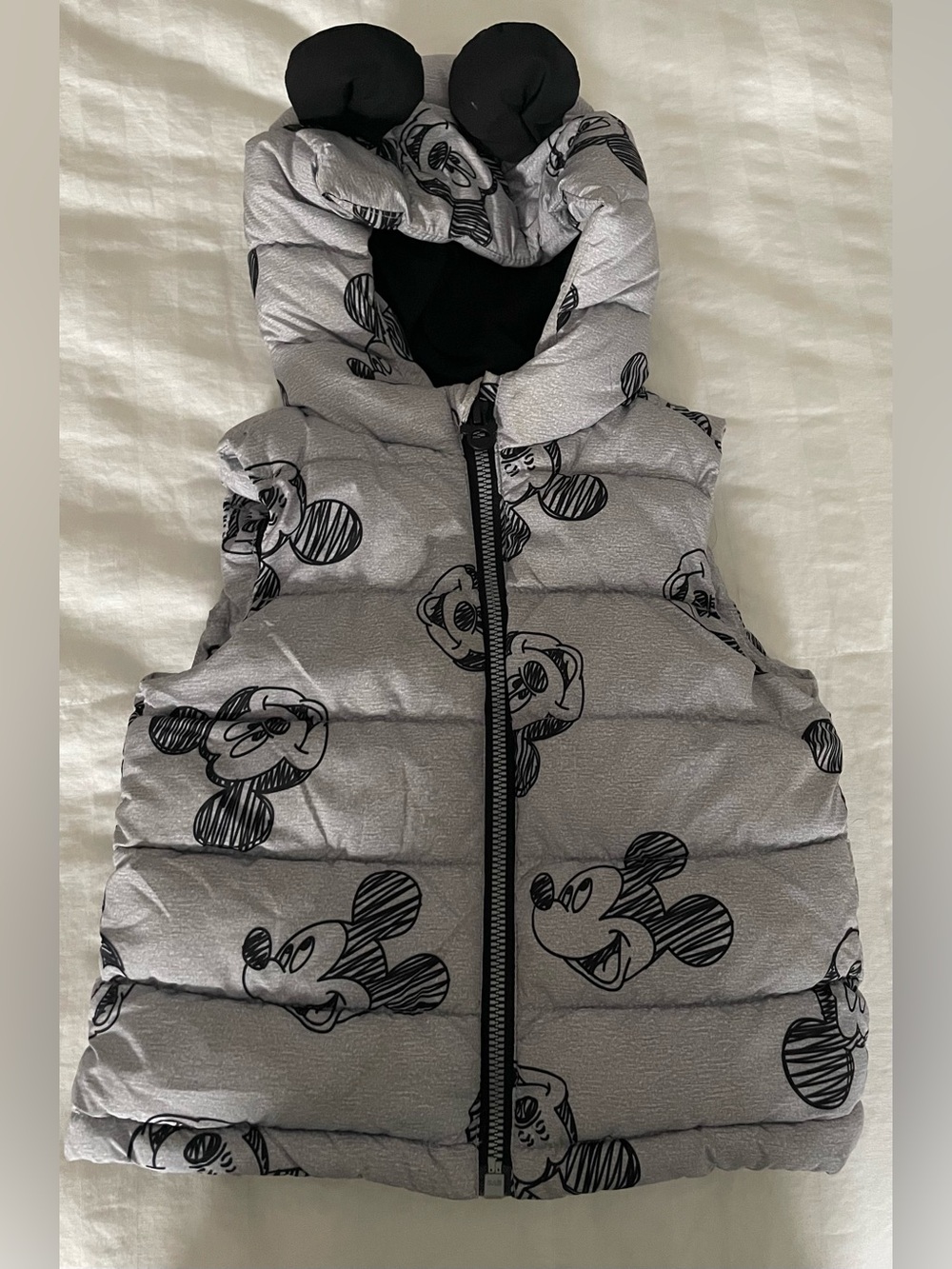 Disney Baby Grey Mickey Mouse Puffer Vest with Hood